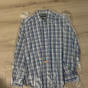 Men's Blue Plaid Dress Shirt